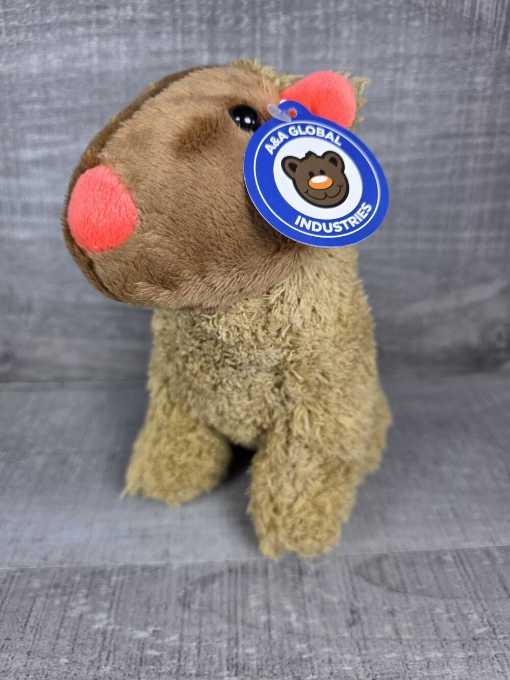 Capybara Plush Soft Toy Stuffed Animal by A&A Global 7" w Orange Accents b50